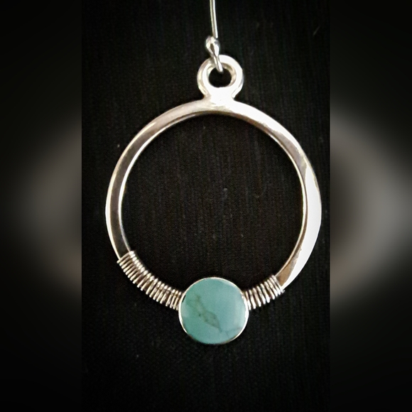 Mexican Sterling Silver and Natural Turquoise Earrings - Picture 4 of 4